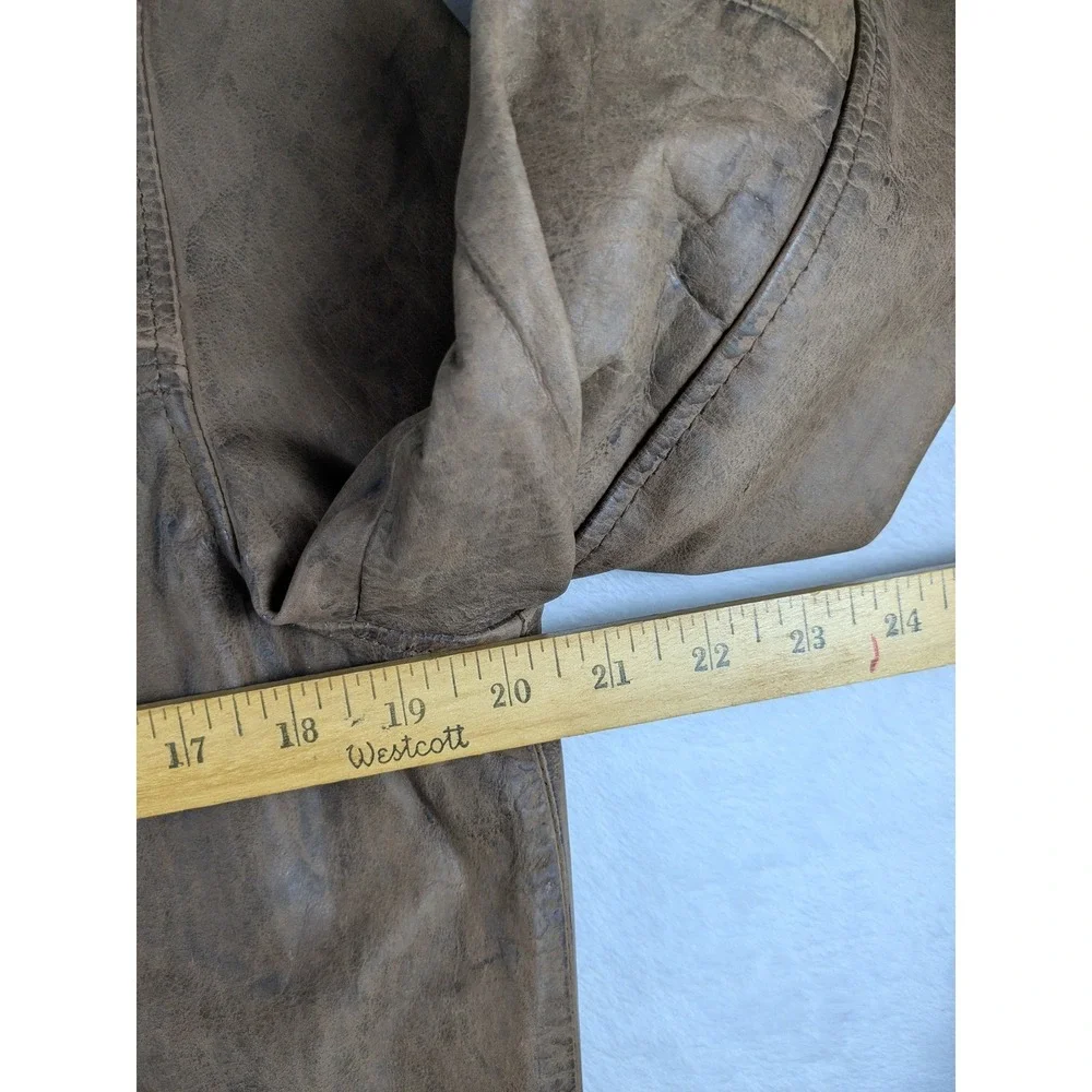 NWT ASOS Faux Leather Bomber‎ Jacket Mens Sz M Brown Distressed Zip Long Sleeve